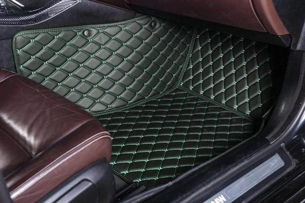 Custom Black & Green stitching Car Floor Mats