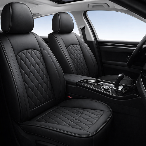 Black Quilted Leather Seat Covers