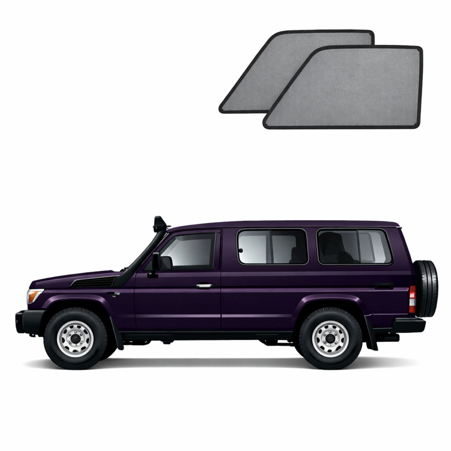 Toyota LandCruiser 70 Series Troop Carrier/Single Cab Ute Front Door Car Window Shades (75/78 Series; 1984-Present)