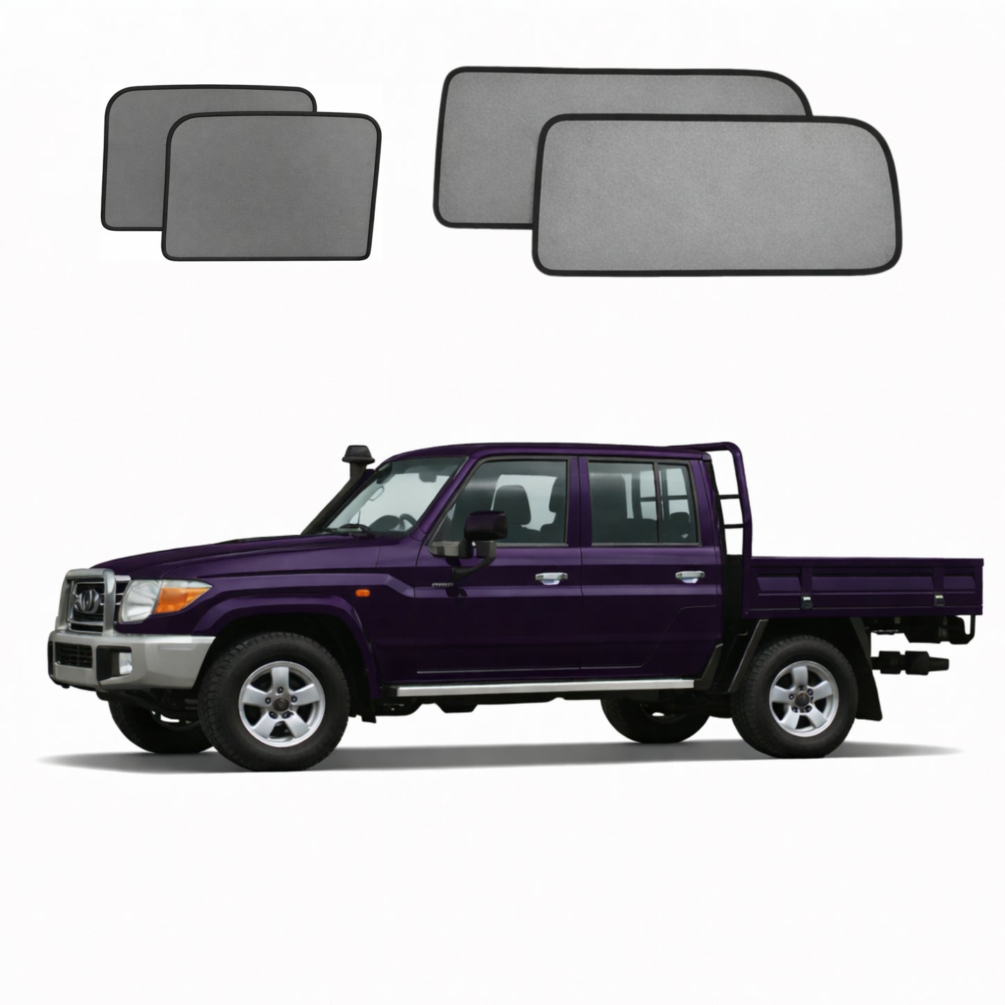 Toyota LandCruiser 70 Series Double Cab Car Window Shades (79 Series; 1984-Present)