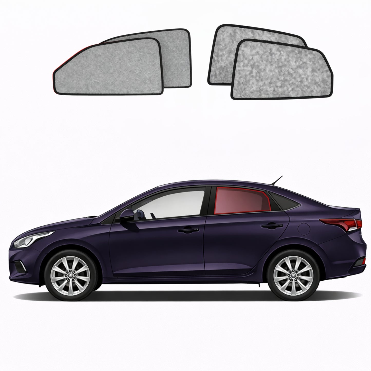 Hyundai Accent/Solaris/Verna Sedan 5th Generation Car Window Shades (HC/YC; 2017-2022)