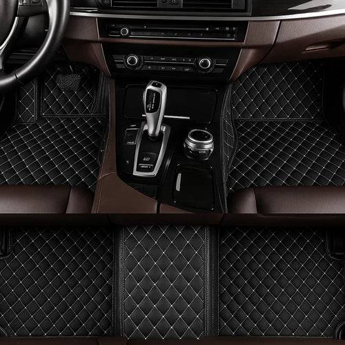 Custom Car Floor Mats with Black & White Stitching