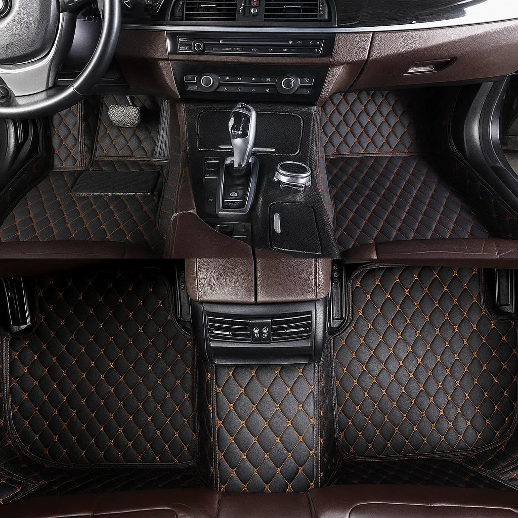 Black & Orange Stitching Custom Car Floor Mats