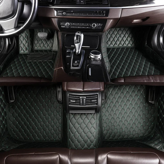 Custom Black & Green stitching Car Floor Mats